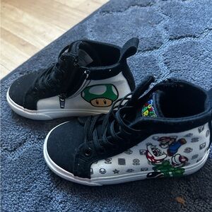 Nintendo Black and White Kids Sneakers with Mario Design